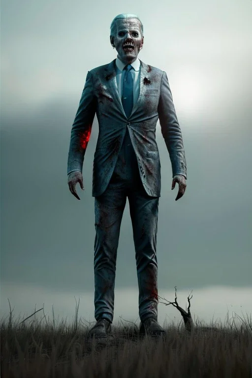 Ultra realistic image, joe biden zombie, zombie performance, soft skull, grey eyes, blood, torn arm, night, walking twisted, waist up view, thriller style, dark ambient, highly detailed, White House background, concept art, unreal engine 5, god rays, ray tracing, RTX, lumen lighting, ultra detail, volumetric lighting, 3d, finely drawn, high definition, high resolution.