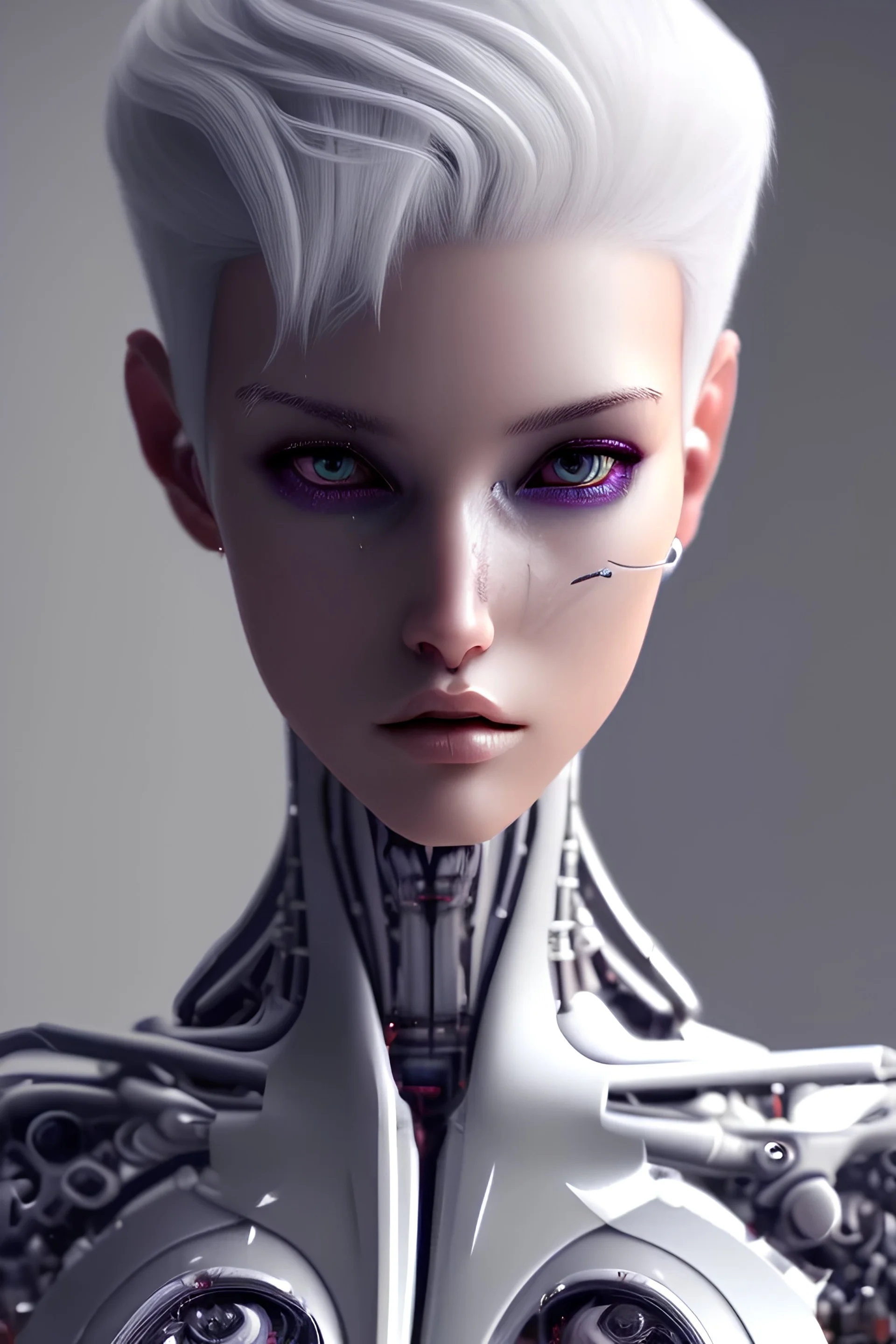 cyborg, white hair, sexy, perfect, real, dream