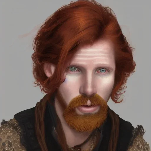 Portrait of Courtney Gains as a ruggedly handsome but joyful roguish pirate, charismatic, attractive male, masculine, perfect, precisely detailed, lightly freckled face, meticulously detailed multi-hued ginger carrot colored cherry fire red hair; Malachai of the corn; fantasy, intricate, elegant, highly detailed, digital painting, artstation, concept art, matte, sharp focus, illustration, art by artgerm and greg rutkowski and alphonse mucha