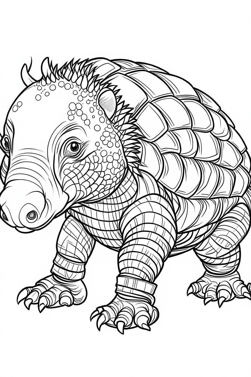 outline art for Armadillo Pup coloring pages with sitch, white background, Sketch style, full body, only use outline, toddlers style, clean line art, white background, no shadows and clear and well outlined.