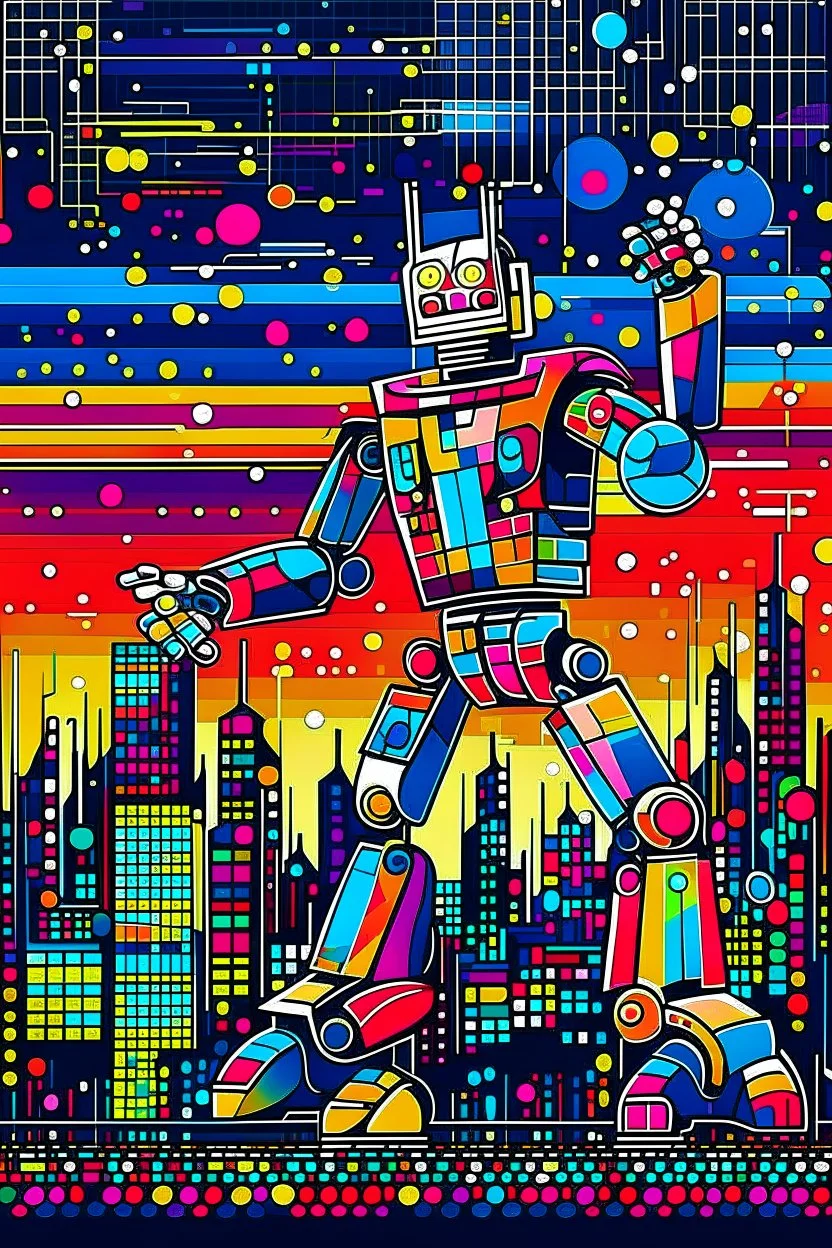 abstract robot dancer electronica music STYLE OF Hiroshi Nagai