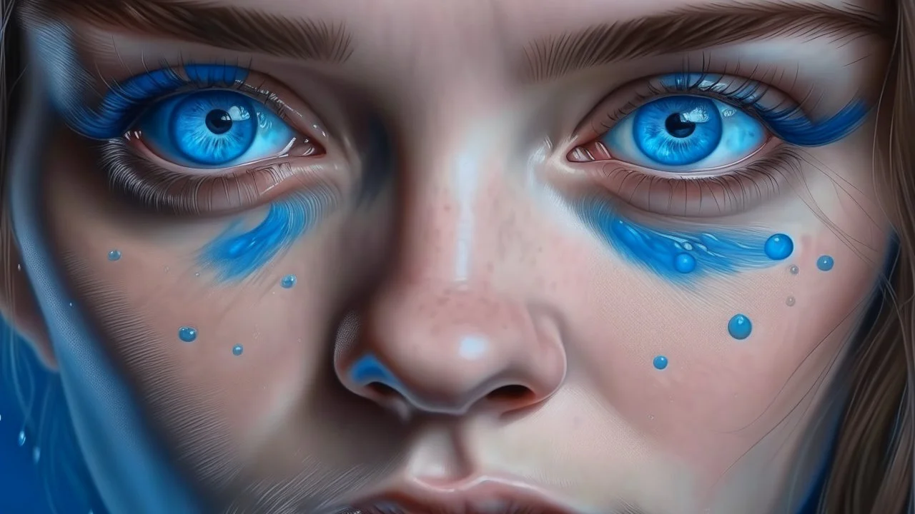 face blue eyes bluish makeup hyperrealism