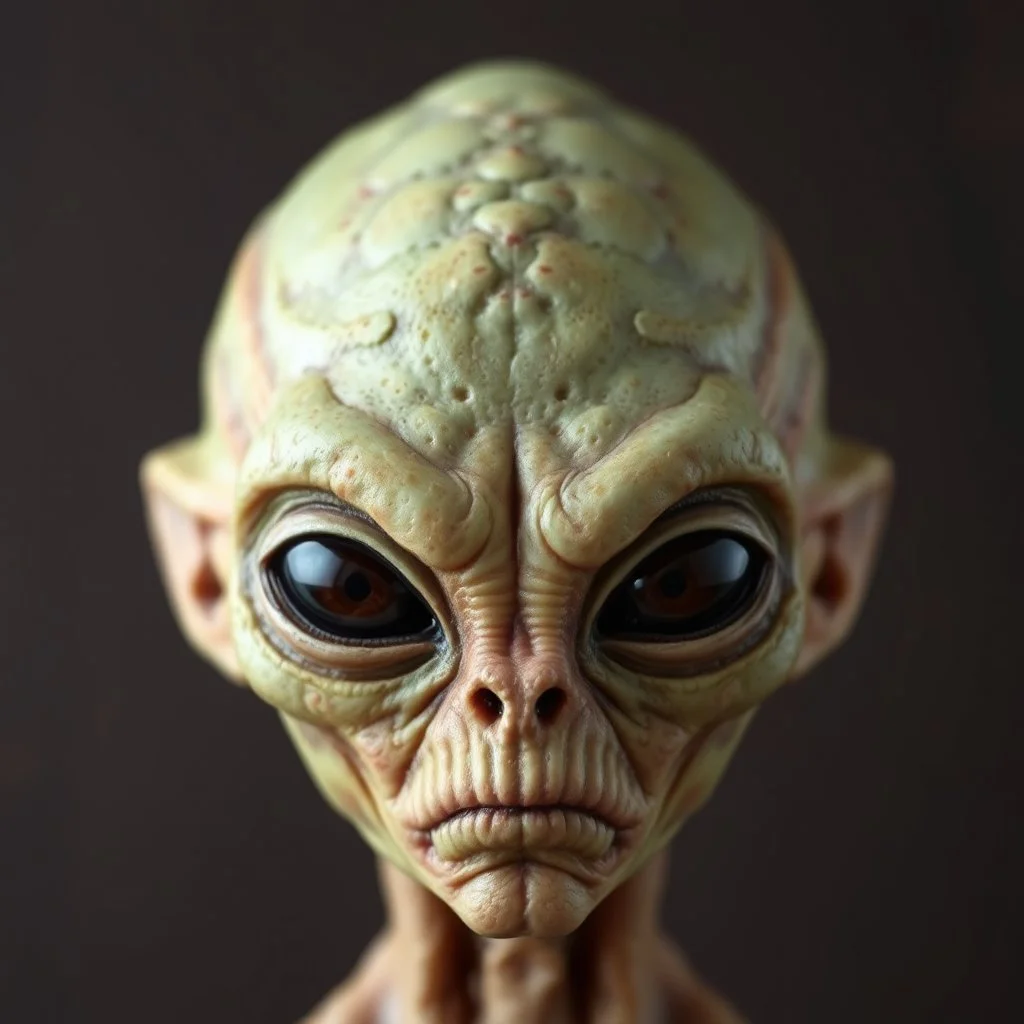 Organic with a biological skin texture of an alien face