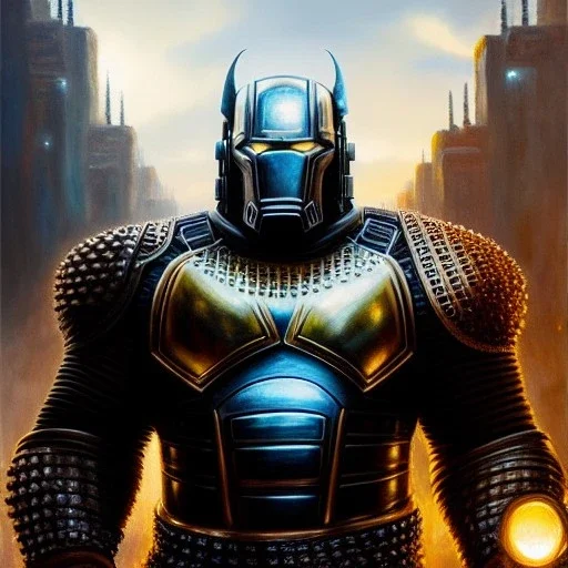 Ultra detailed fullbody Portrait in oil on canvas of Iron Monger with armor,intense stare,extremely detailed digital painting, extremely detailed face,crystal clear Big eyes, mystical colors ,perfectly centered image, perfect composition, rim light, beautiful lighting,masterpiece,8k, stunning scene, raytracing, anatomically correct, in the style of robert e howard and Ken Kelley and Ohrai Noriyoshi and Simon Bisley and tomzj1