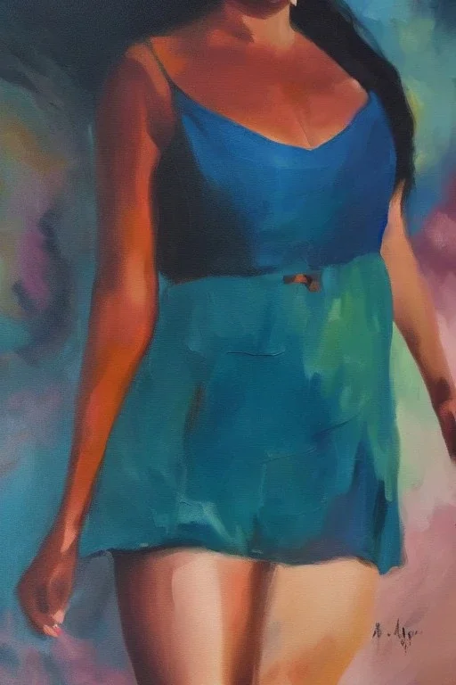 Full body portrait, painting, medium shot lady style of Close to the Sun