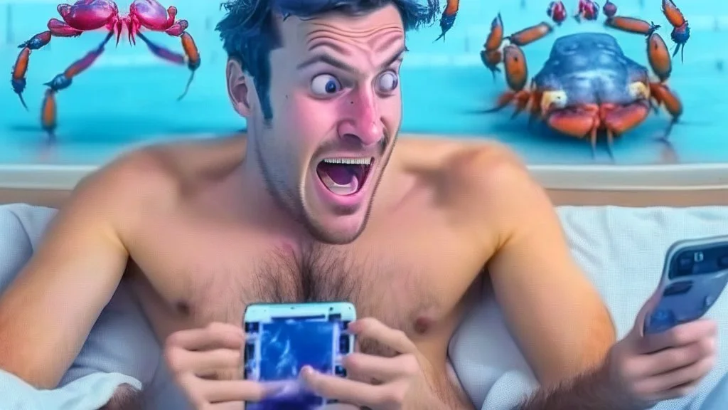 guy enjoys watching censored videos on cellphone and gets crabs