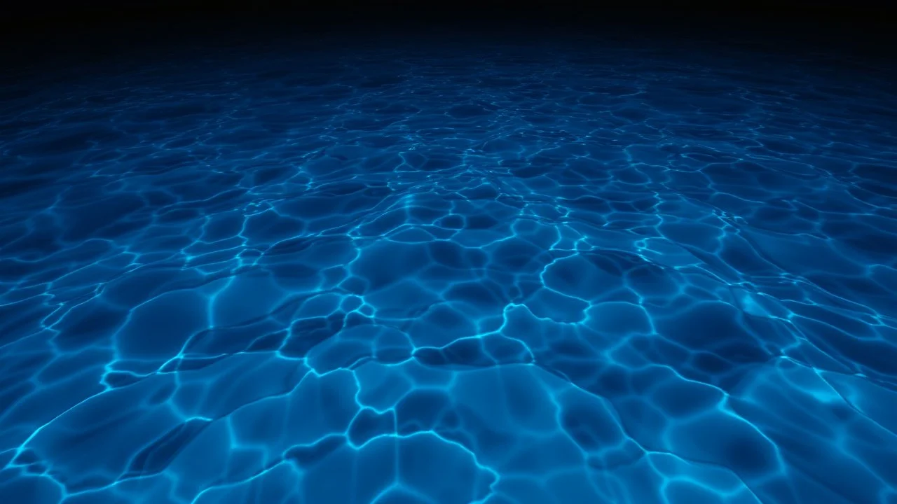 Hyper Realistic Surface Of A Clean Blue Water At Dark Night.