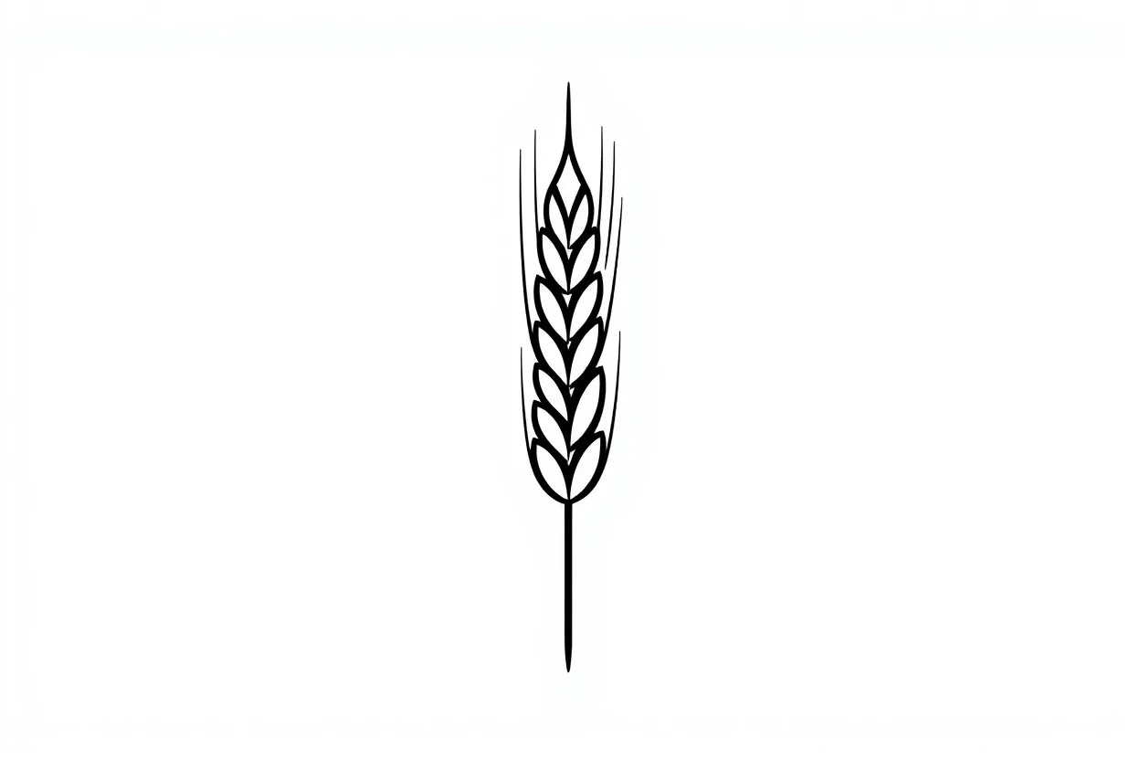Graphic element of wheat sheaf, vertical, black on white vector