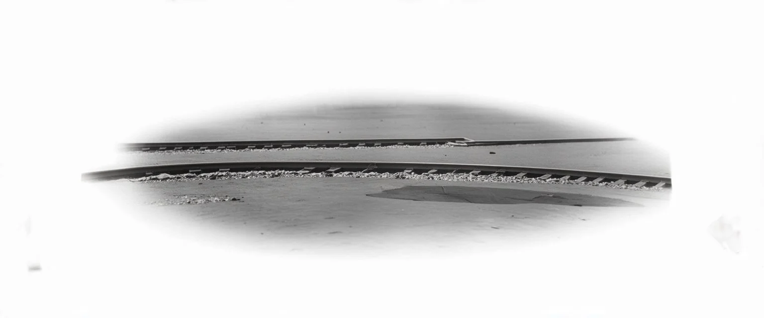 sideview of railway tracks, antique photo