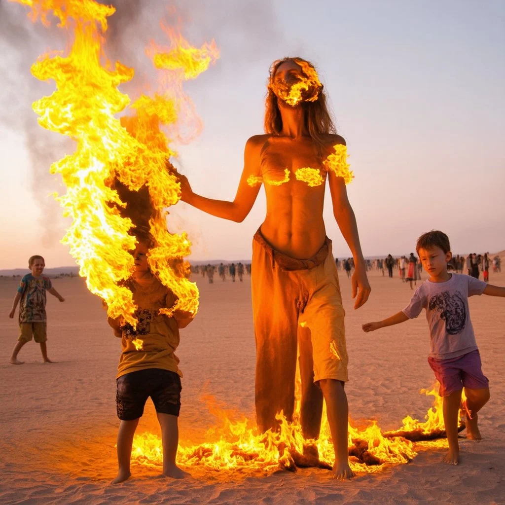 Burning Man meets Burning Woman and they produce Burning Children.