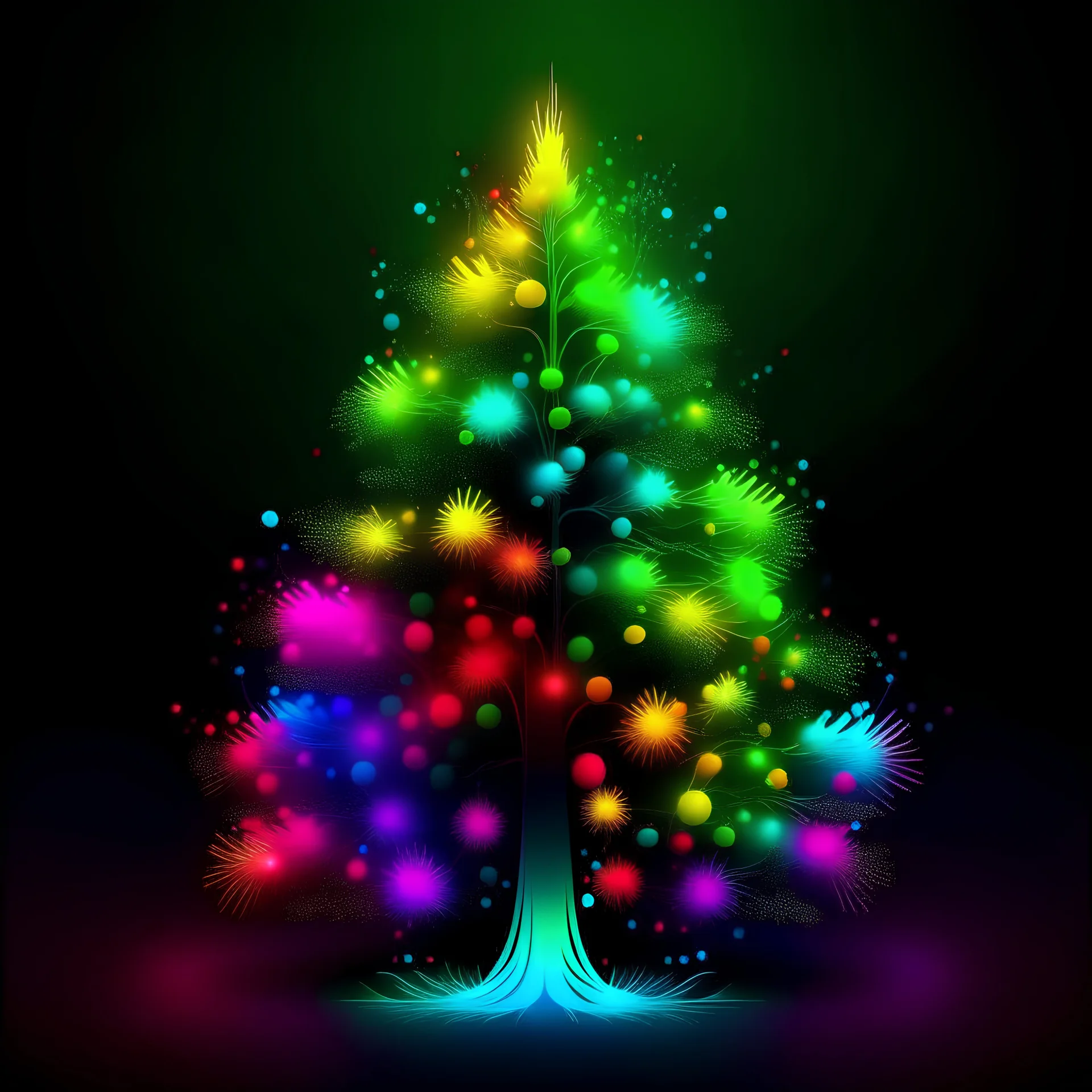 Create Christmas tree colour and colour background style bioluminescence