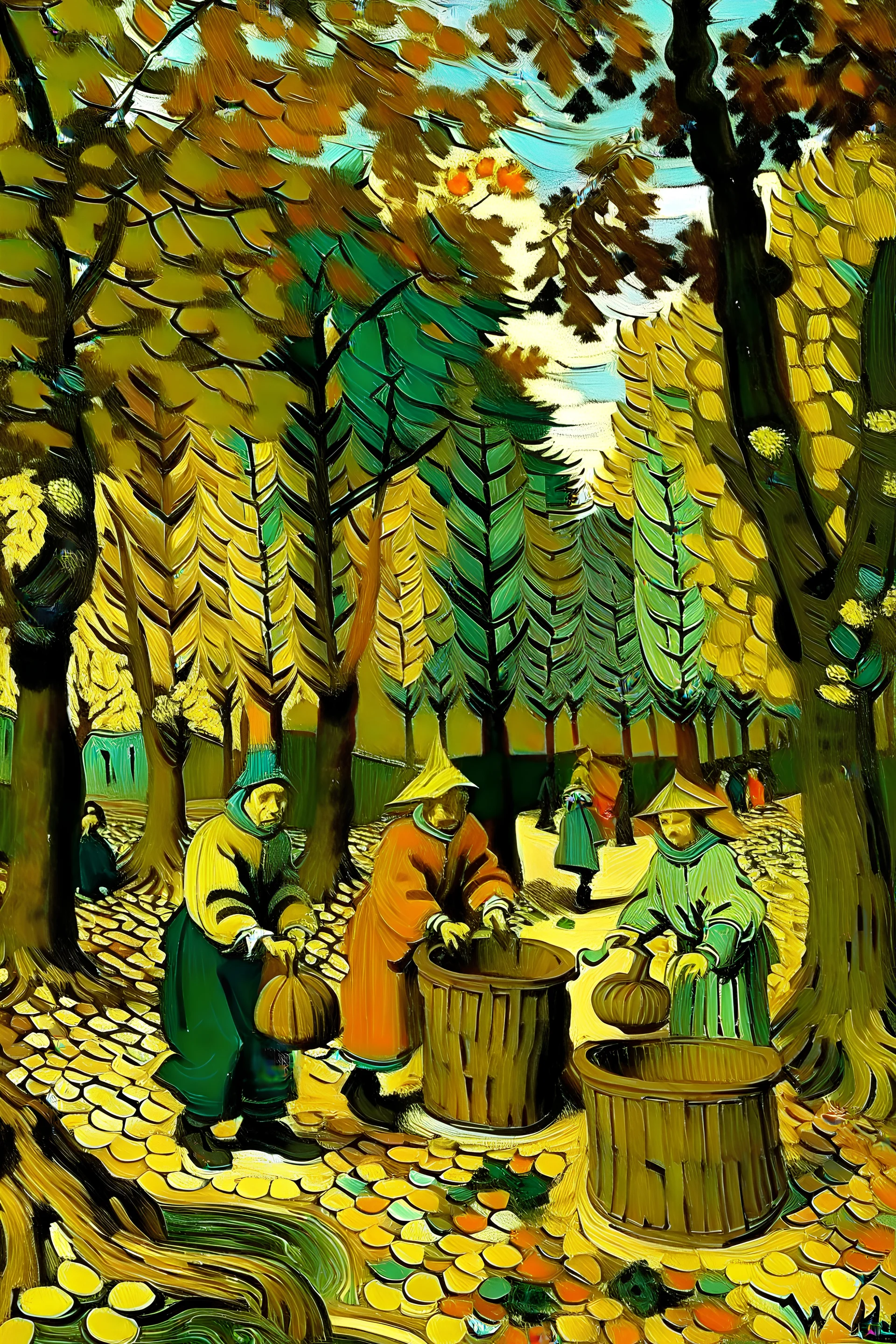 collecting chesnuts in the wood on a sunny day van gogh