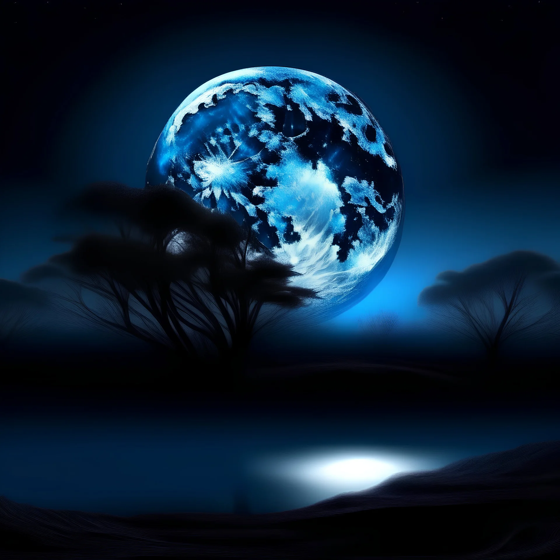 Style edge blue tones night moon