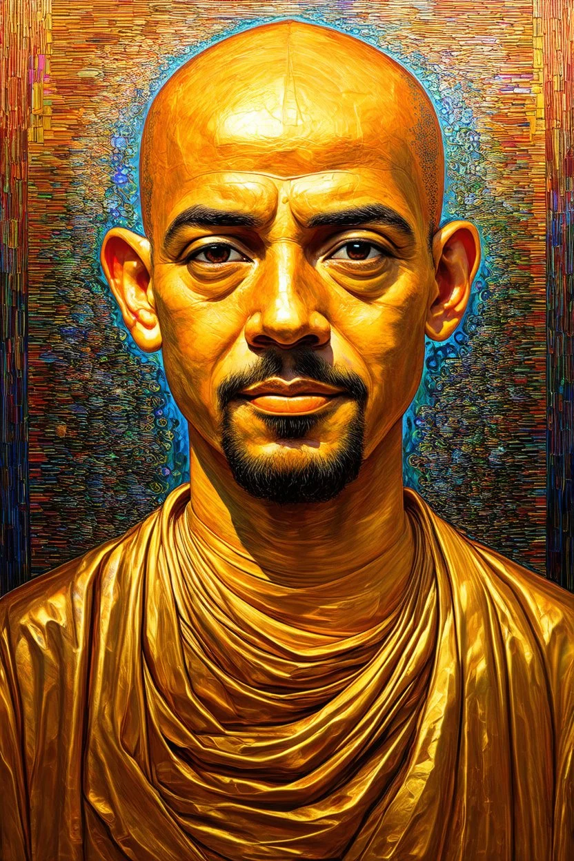 Felonious Monk; Surrealism inspired by Klimt and Hundertwasser; Golden Hour; Iridescent; Controversial; Supremely Detailed