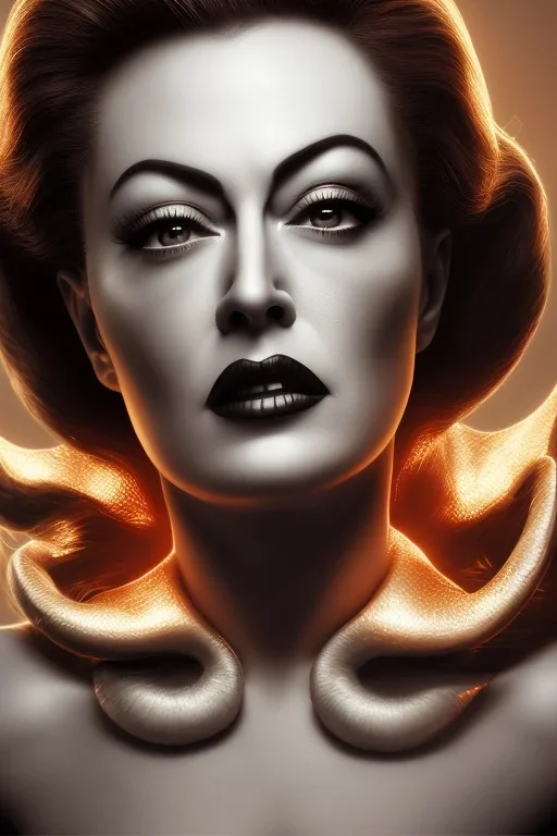 Joan Crawford as evil queen in black leather, busty, cleavage, dominatrix, curvy, angry, stern look. unreal 5, octane render, cinema4d, dynamic lighting, dramatic lighting, 4k, redshift render, highly detailed, hyper realistic,anthropomorphic