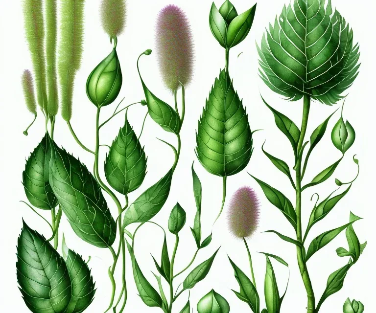 vector plants set illustration. watercolor white backdrop