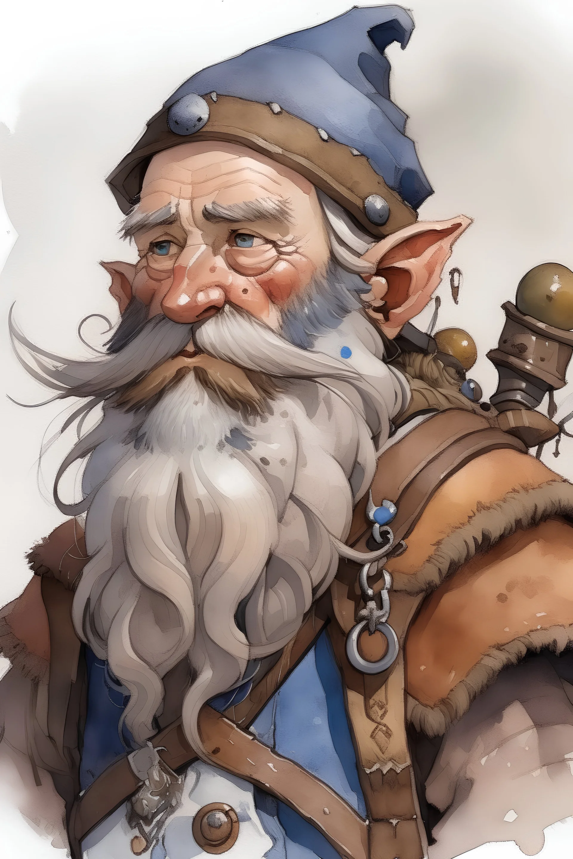 watercolour fantasy portrait of a Dwarf prospector named Dazlyn Grayshard dnd