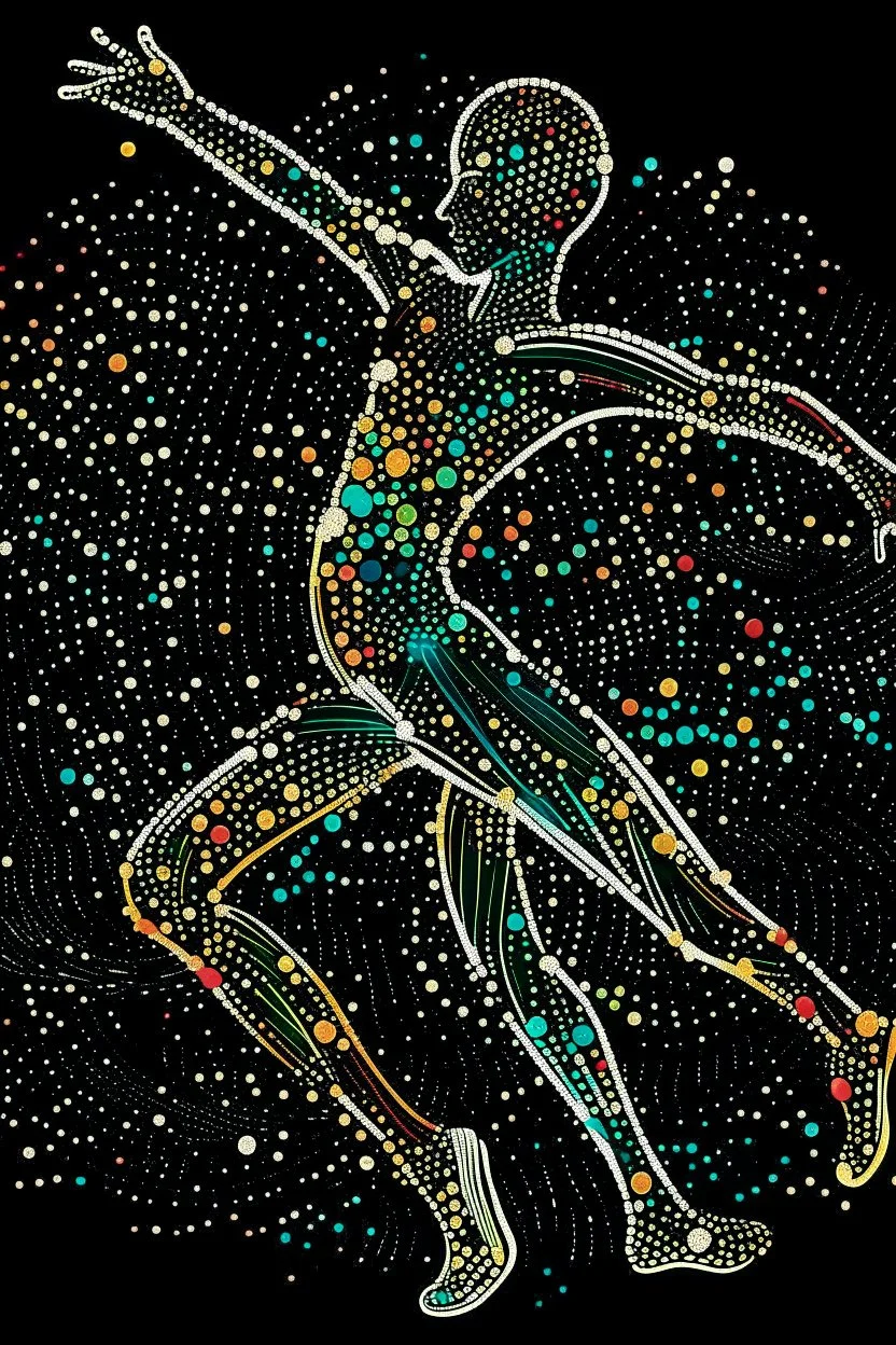 ABSTRACT LINES AND DOTS DANCING STYLE OF HIROKU OGAI