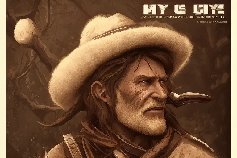 old RUGED cowboy face forest