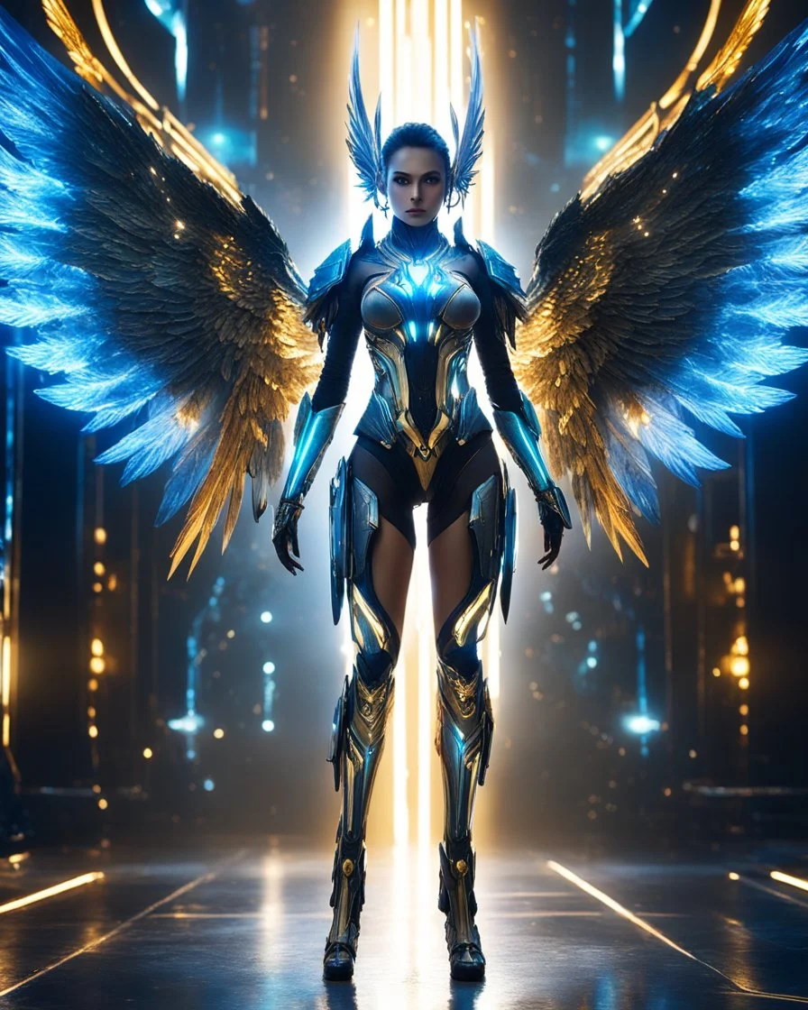 Length picture night Photography Realistic High Details,Natural Beauty,Full body Beautiful Angel Pretty woman cybernetic ,futuristic warframe armor,wings ,in Magical Planets Cosmic full of lights colors,glowing in the dark, Photography Art Photoshoot Art Cinematic Soft Blur Colors