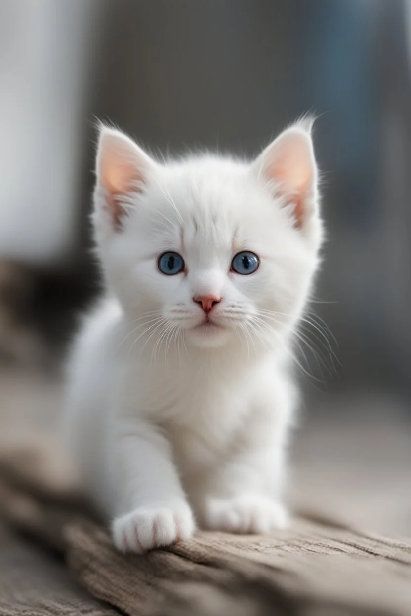 a white cute kitten
