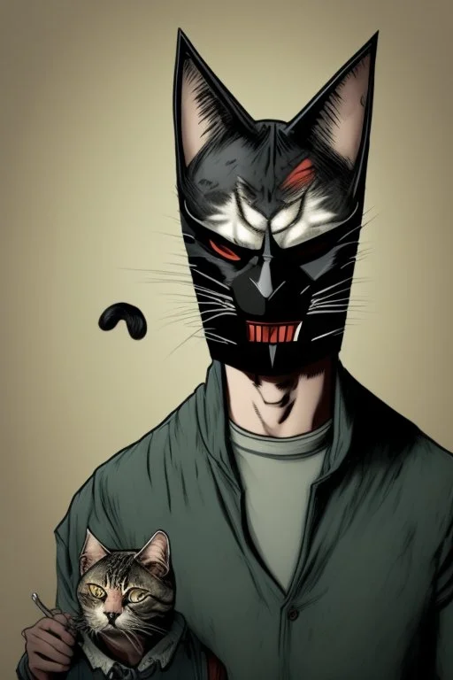 An evil man with a cat mask from episode