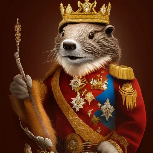 Beaver dressed in royal clothing, a royalty, high resolution