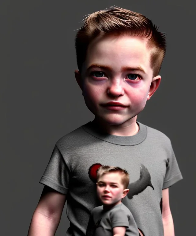 Robert pattinson toddler, full body, soft skin, dramatic lighting, hyper realistic