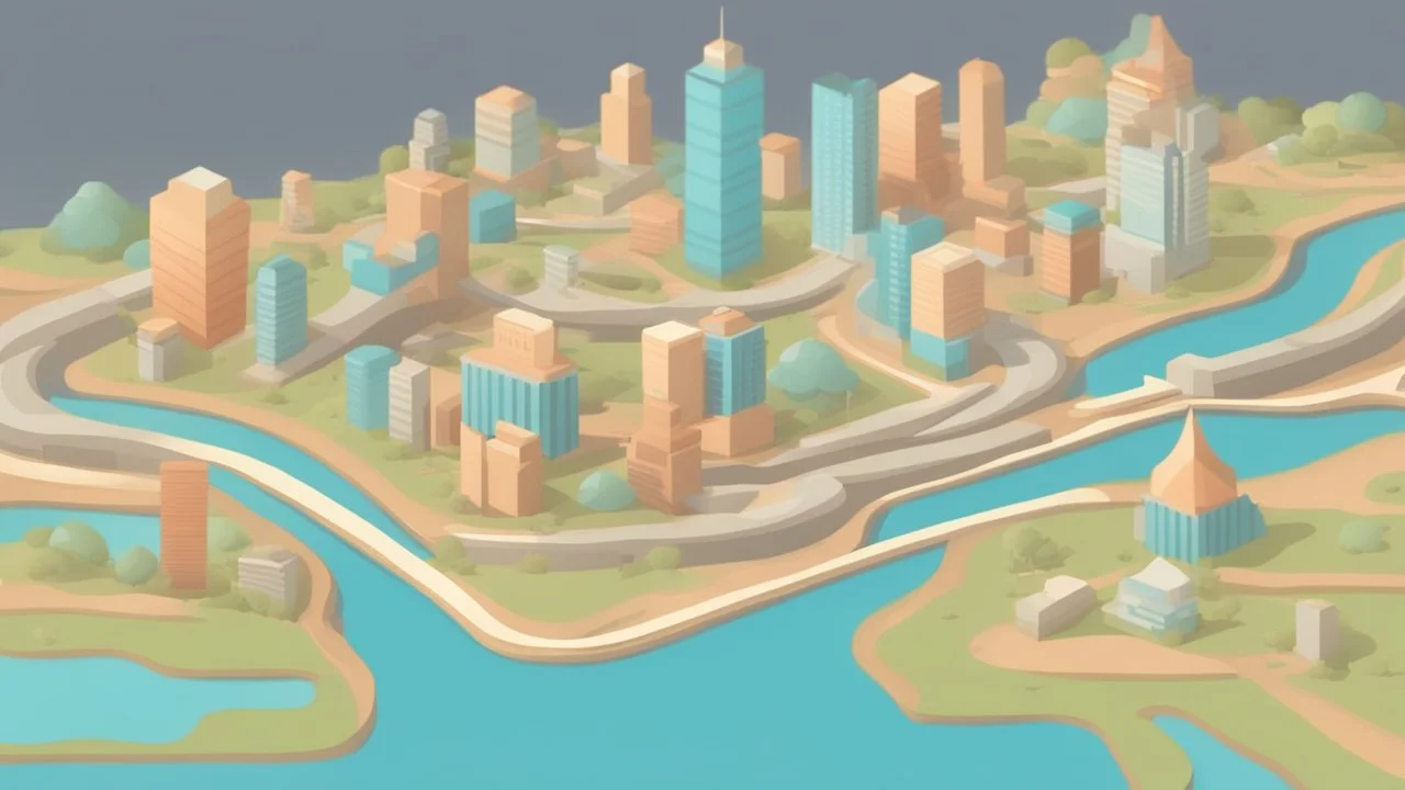 illustration of map road city per block. vector 3d style. HD.