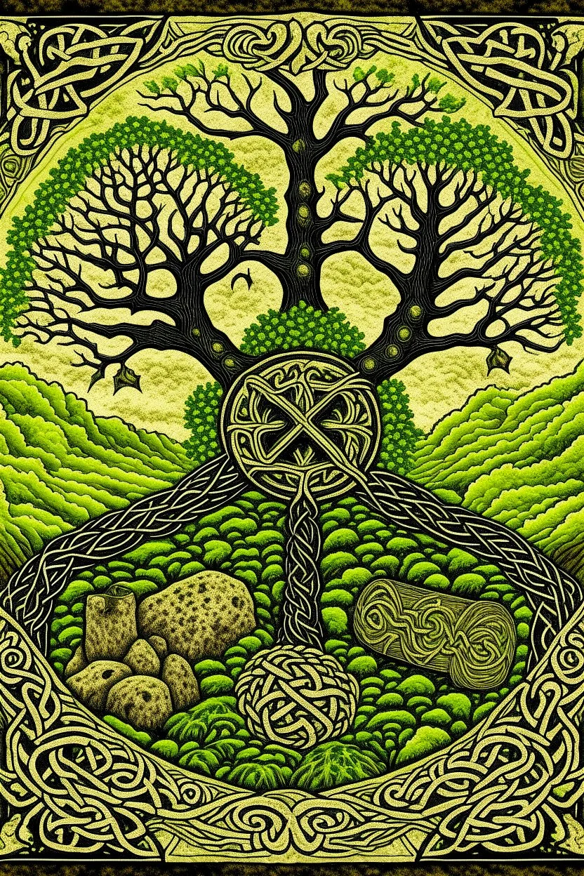 European pagan rune art with nature