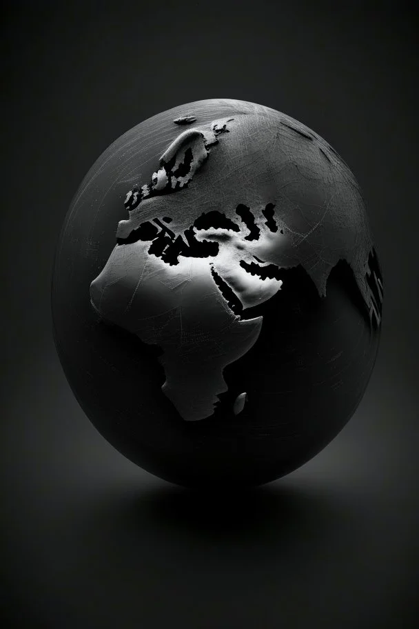 Gray globe, black background