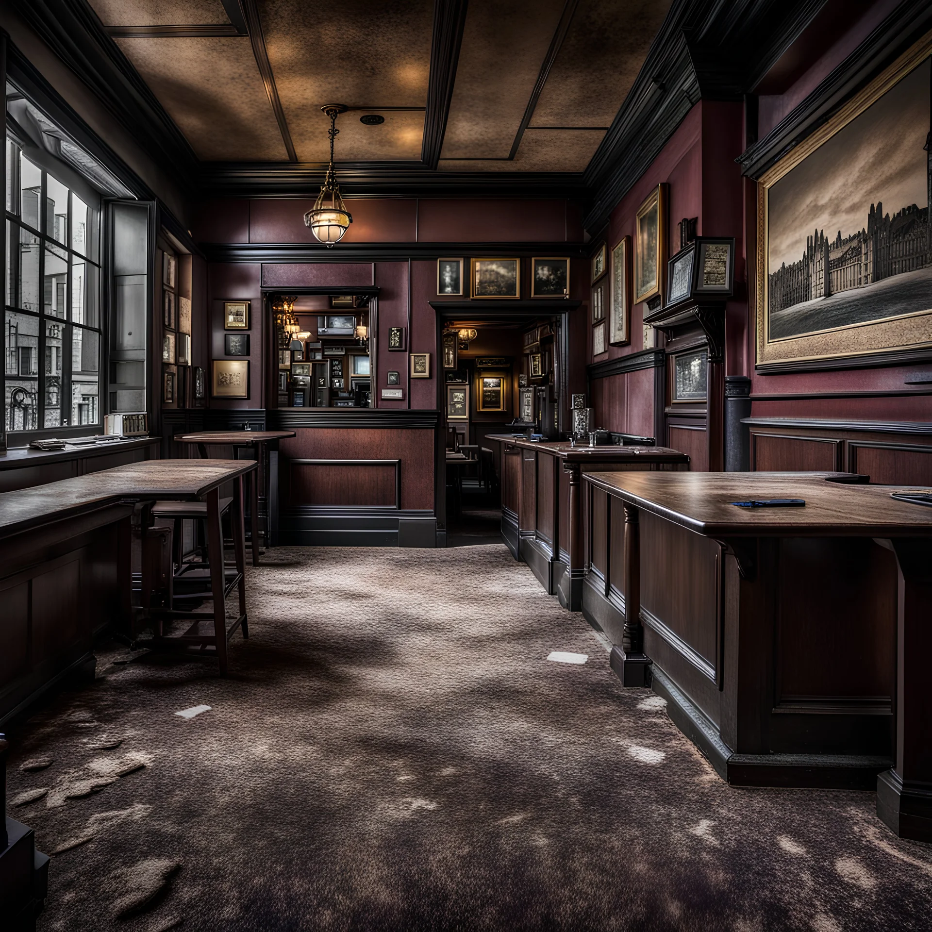 old london pub with dirty carpet
