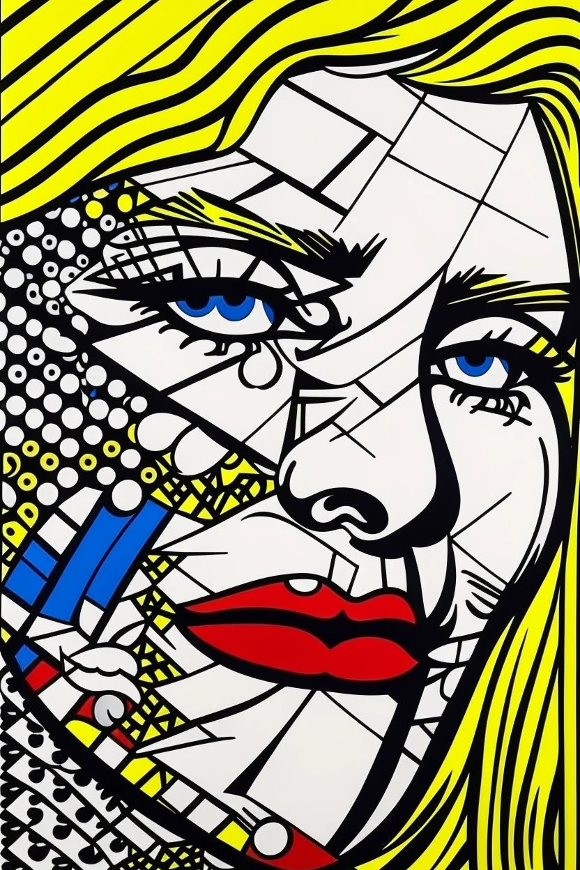 4 DIMENSIONAL FACE OF WISDOM in the style of roy lichtenstein