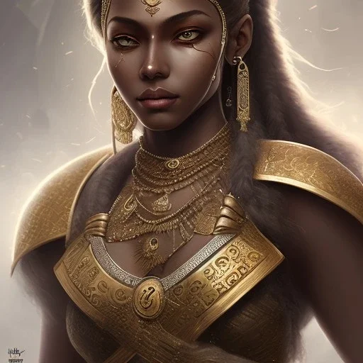fantasy setting, insanely detailed, dark-skinned woman, indian, warrior, portrait