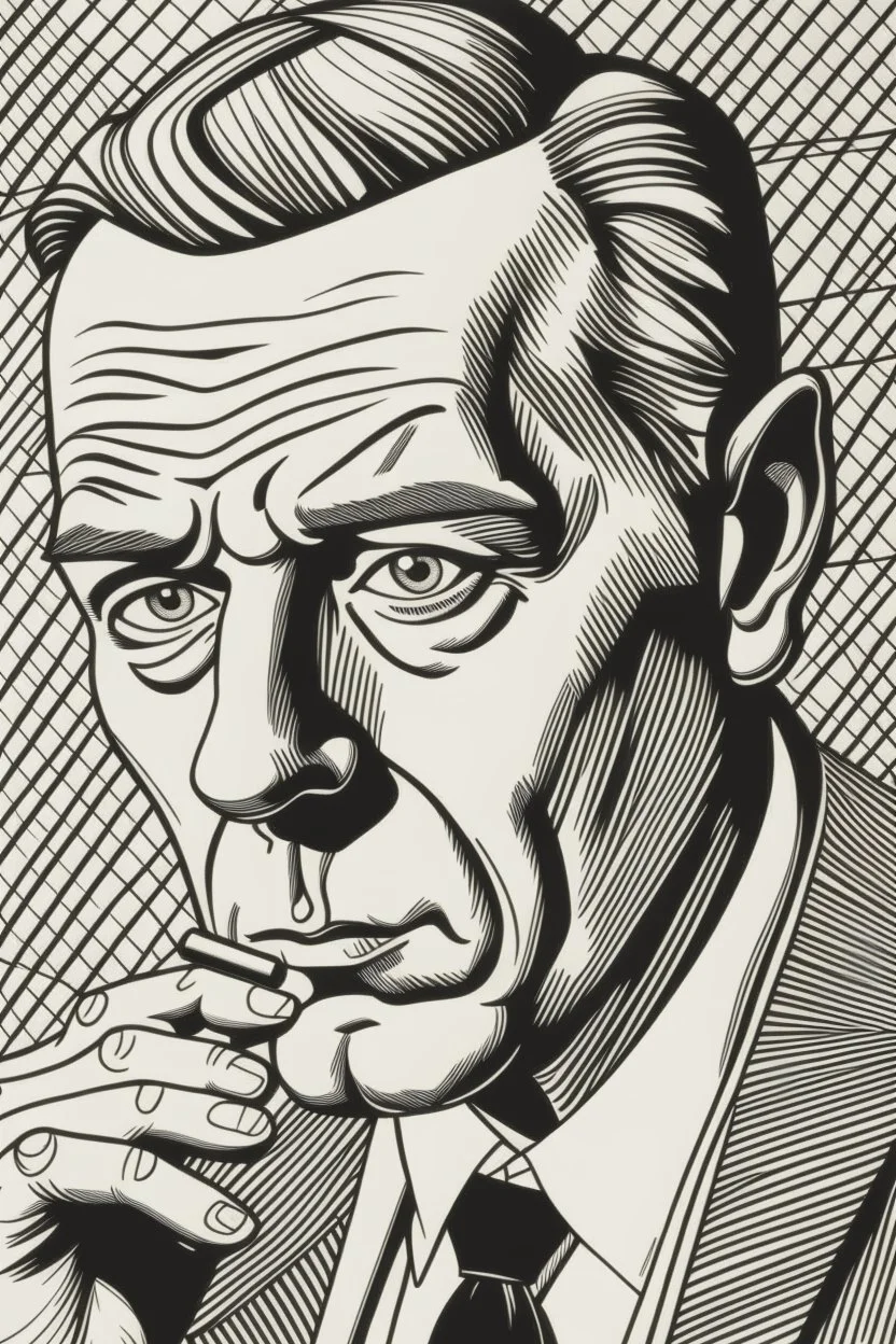 bank bailout chancelor of excheqour pencil draw style of roy lichtenstein