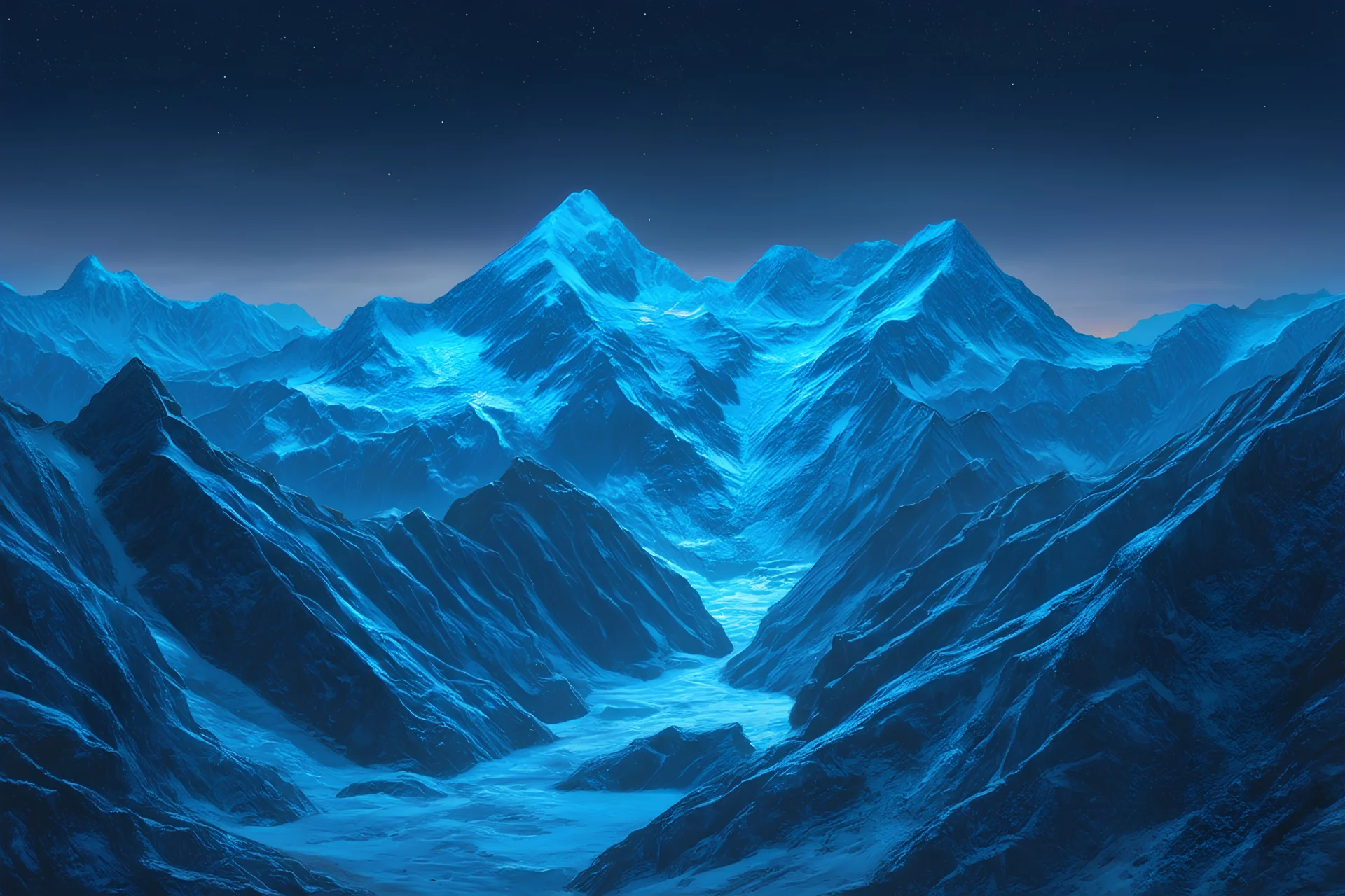icy cold mountains in the night