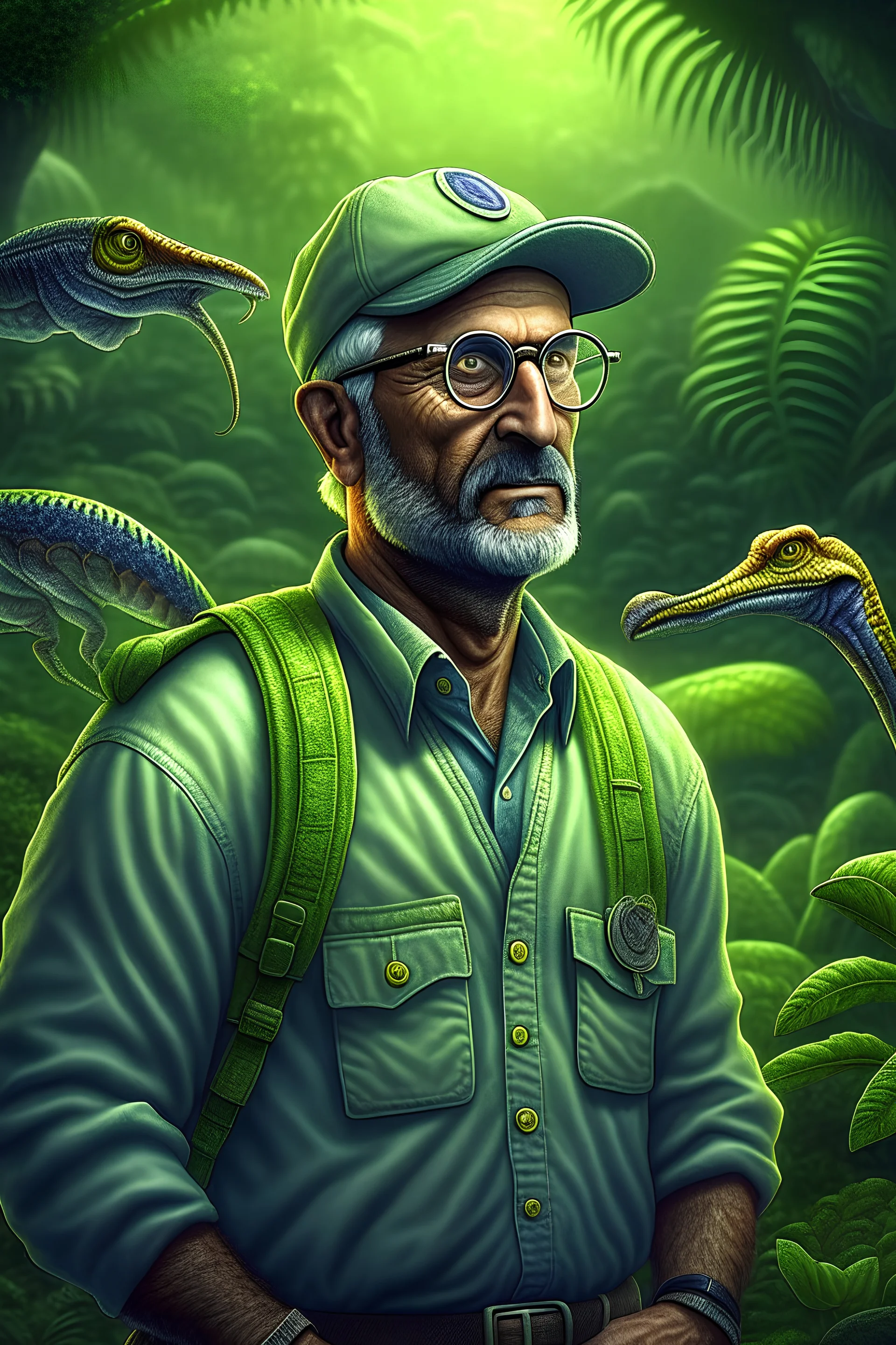 A realistic DIGITAL ART of a biologist man.