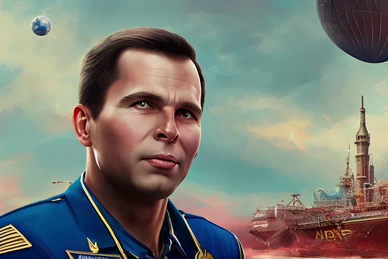 Yuri Gagarin, photorealistic illustration, 4k