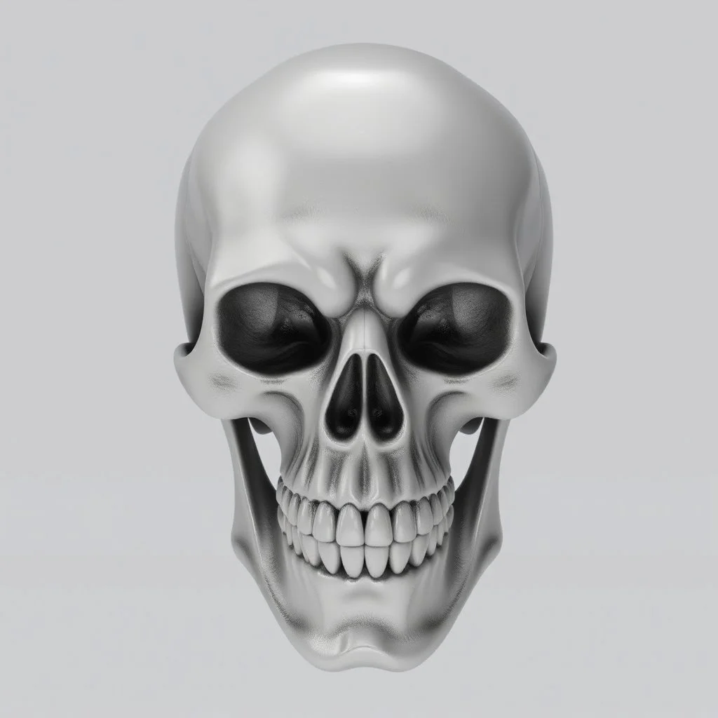 ANATOMICALLY CORRECT digital photograph of the SKULL OF A SMILEY FACE with fine line, highly detailed, high resolution, 8k 3d, vray, horrorcore,