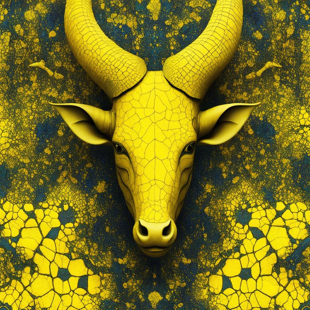 Yellow and crackled Torturous Horns- psychedelic AI Art