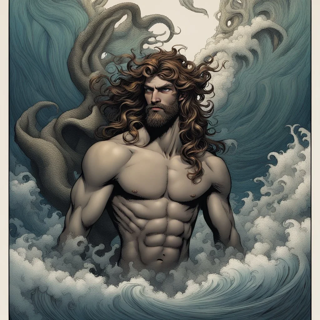 Triton: Messenger of the sea, son of Poseidon and Amphitrite. fully clothed