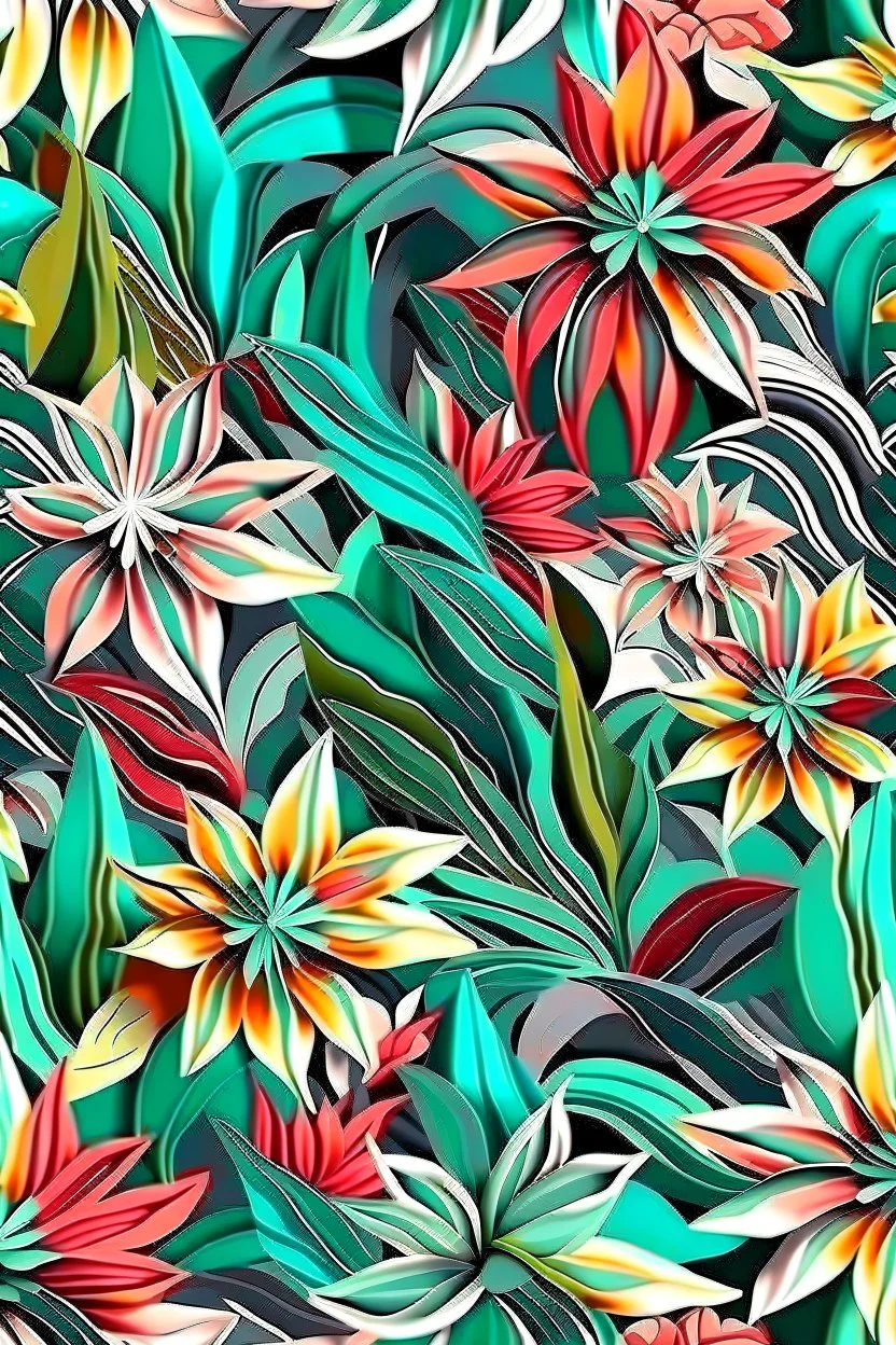 flowers floral pattern of jungle in the style of Georgia O’Keeffe 3d