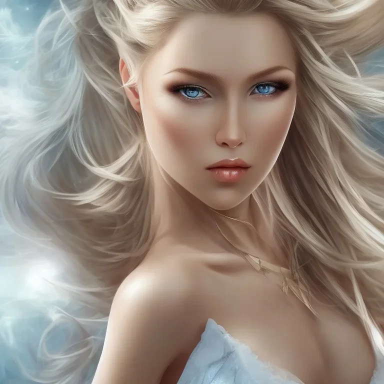 belle femme blonde aux yeux bleus