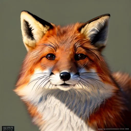 award winning portrait painting of a female anthropomorphic fox with fur instead of skin, (backlighting:1.4), digital painting, concept art, smooth, sharp focus, rule of thirds, intricate details, medium shot, (shallow depth of field:1.1), 4k, furry, fluffy, fursona, large tail, fluffly tail