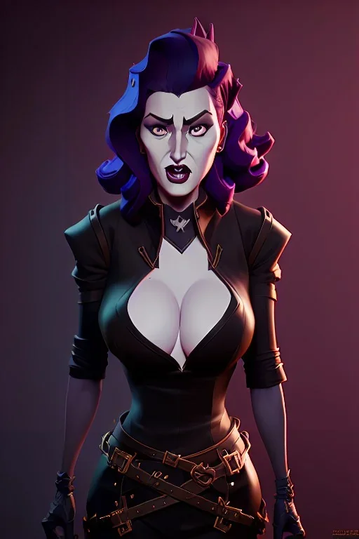 Rita Hayworth as evil queen in black leather, leather, busty, cleavage, angry, stern look. character design by cory loftis, fenghua zhong, ryohei hase, ismail inceoglu and ruan jia. unreal engine 5, artistic lighting, highly detailed, photorealistic, fantasy