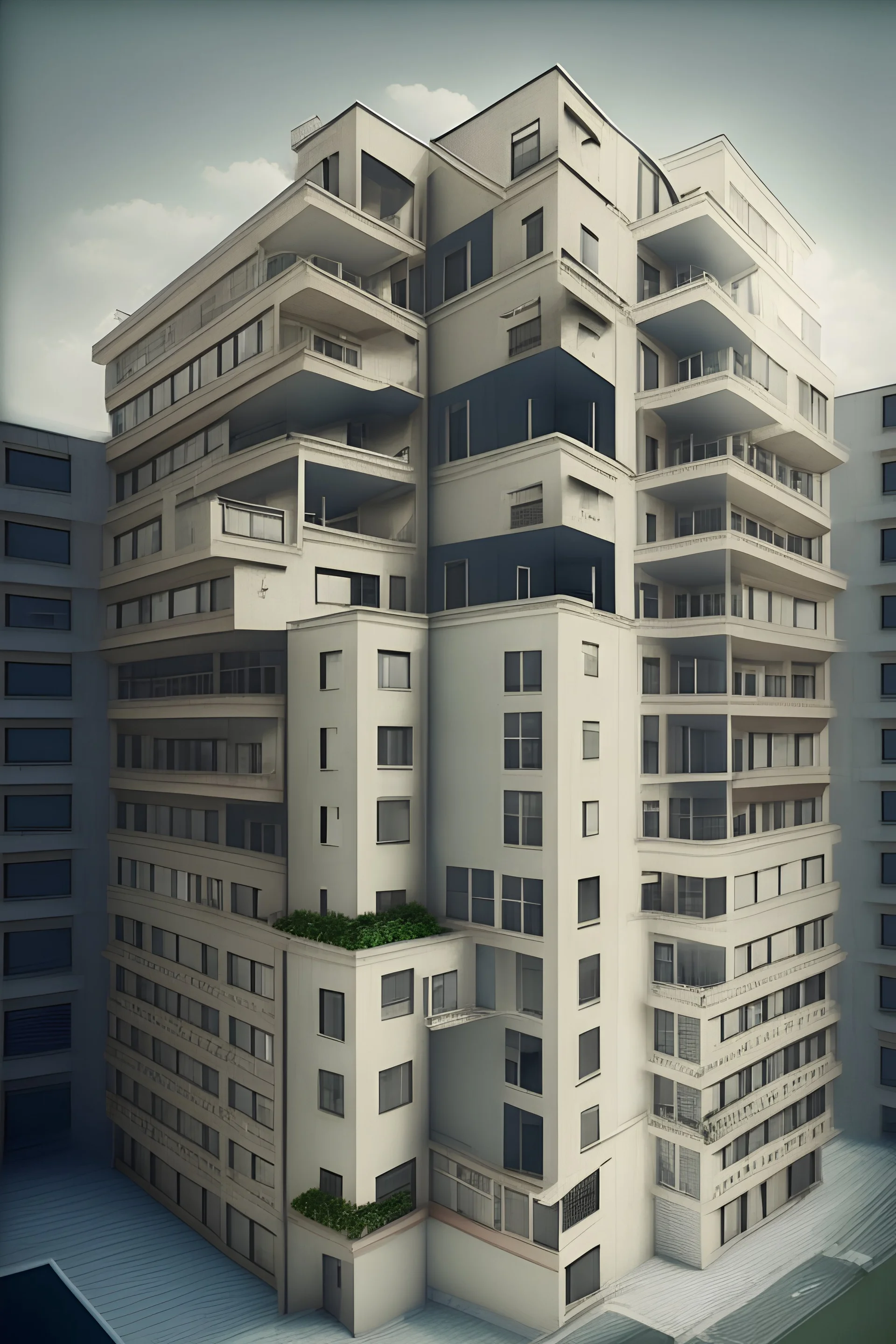 A residential building consisting of five floors, the first two floors are a commercial mall, and there are three residential floors