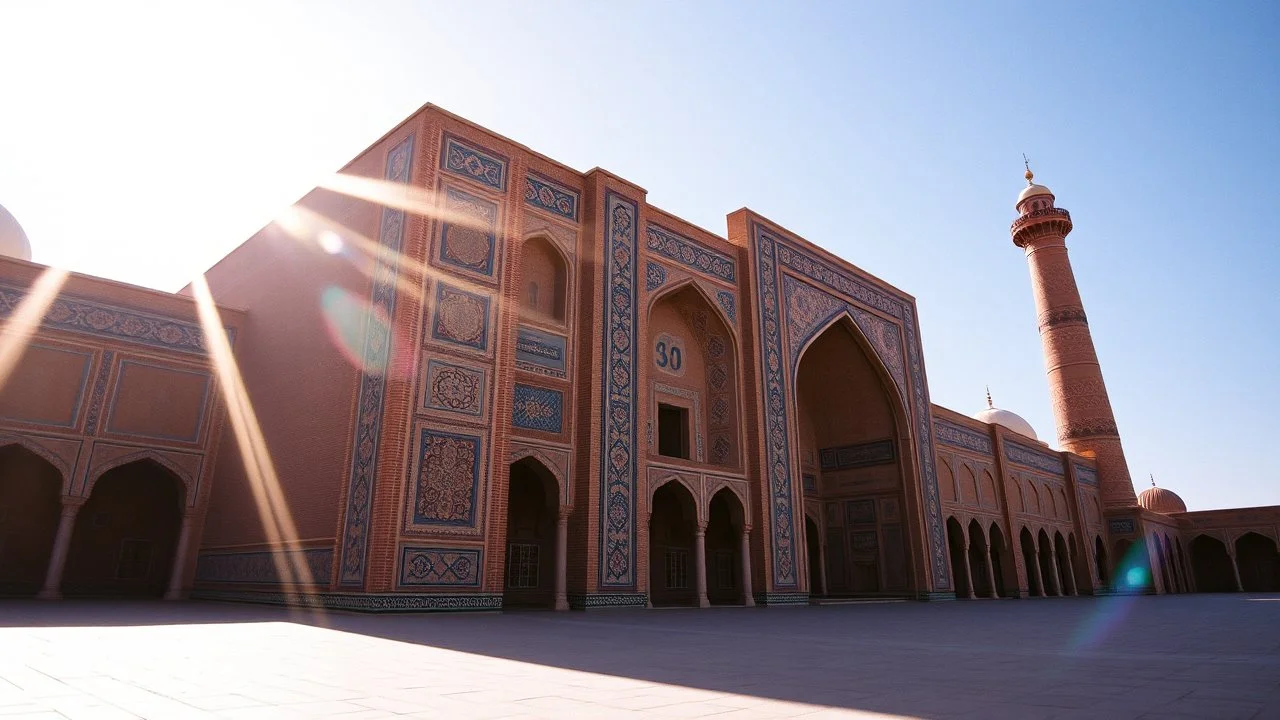 Beautiful architecture in Esfahan, Iran in sunlight, award-winning colour photograph, beautiful composition, exquisite detail, Nikon 35mm