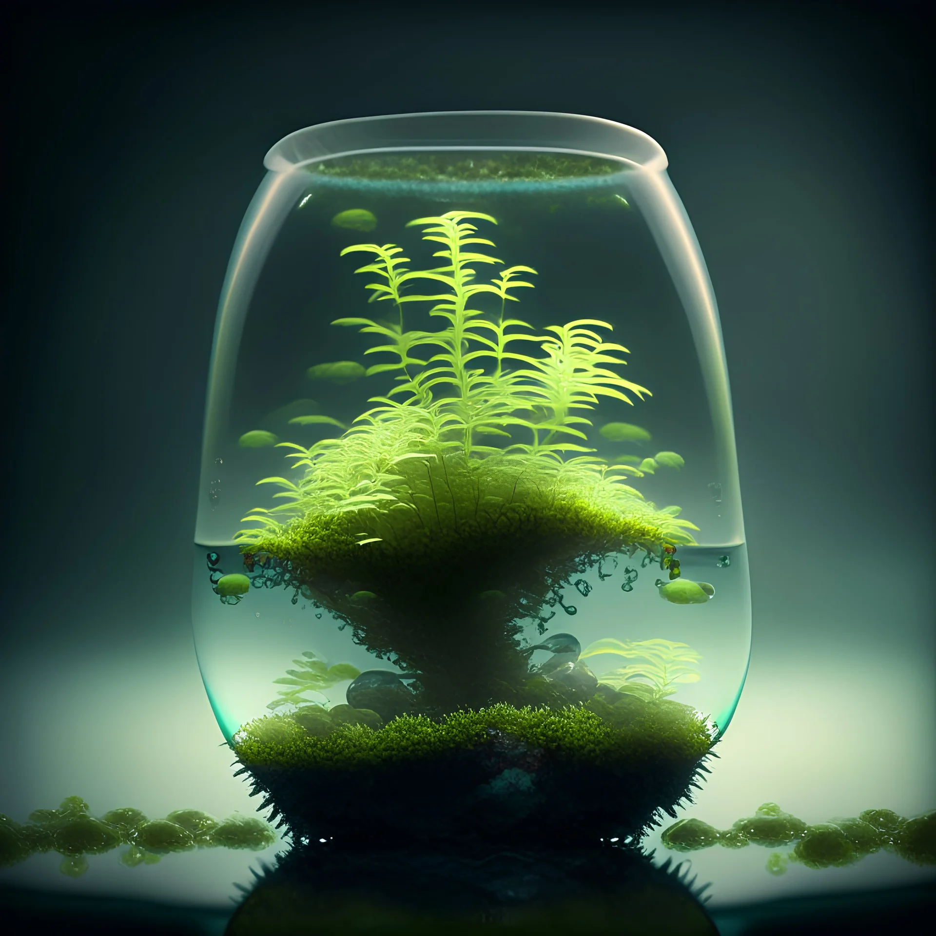 a plant with glass mossaic filter