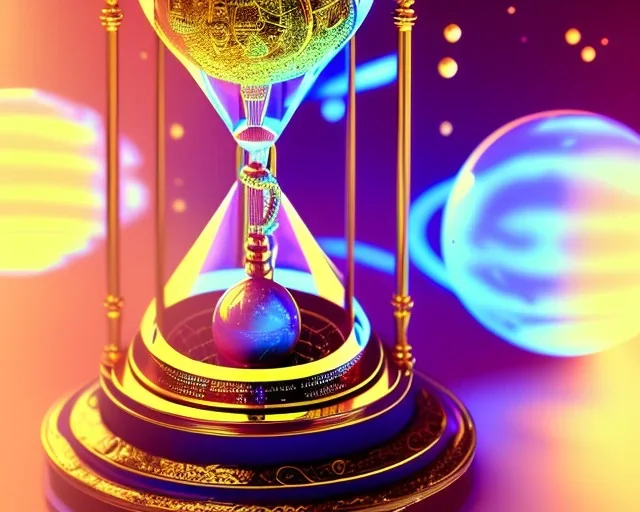 Cosmo space in a glowing hourglass, intricate, realistic, digital art, meticulously detailed