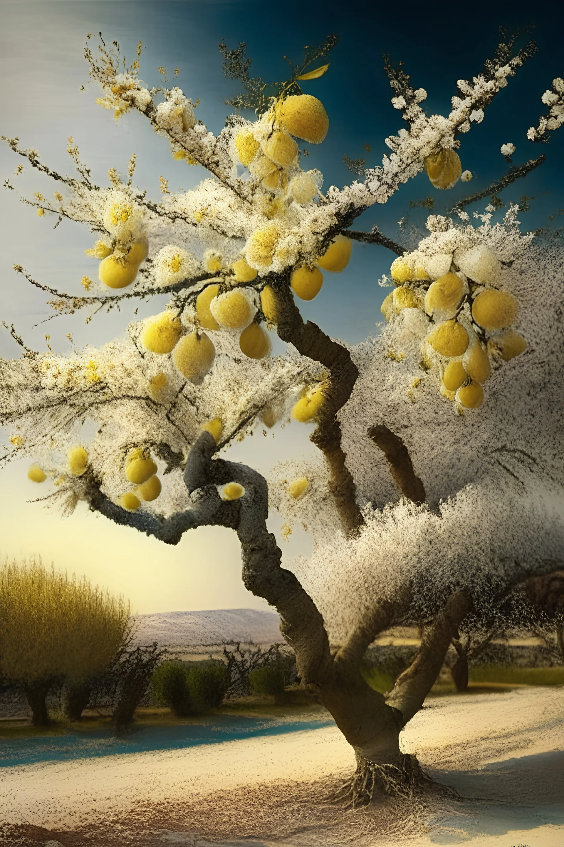 The lemon trees blossom, The almond trees wither, It's spring and it's summer, And it's winter forever